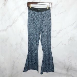 Nasty Gal Blue Animal Print Slip On Bell Bottoms